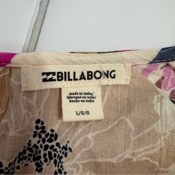Billabong Divine Floral Mini Wrap Dress L Bell Sleeve Boho Festival - Picture 8 of 9